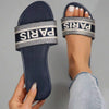 Women's Alphabet Fashion Sandals Leather Flat Sandals Summer Beach Sandals