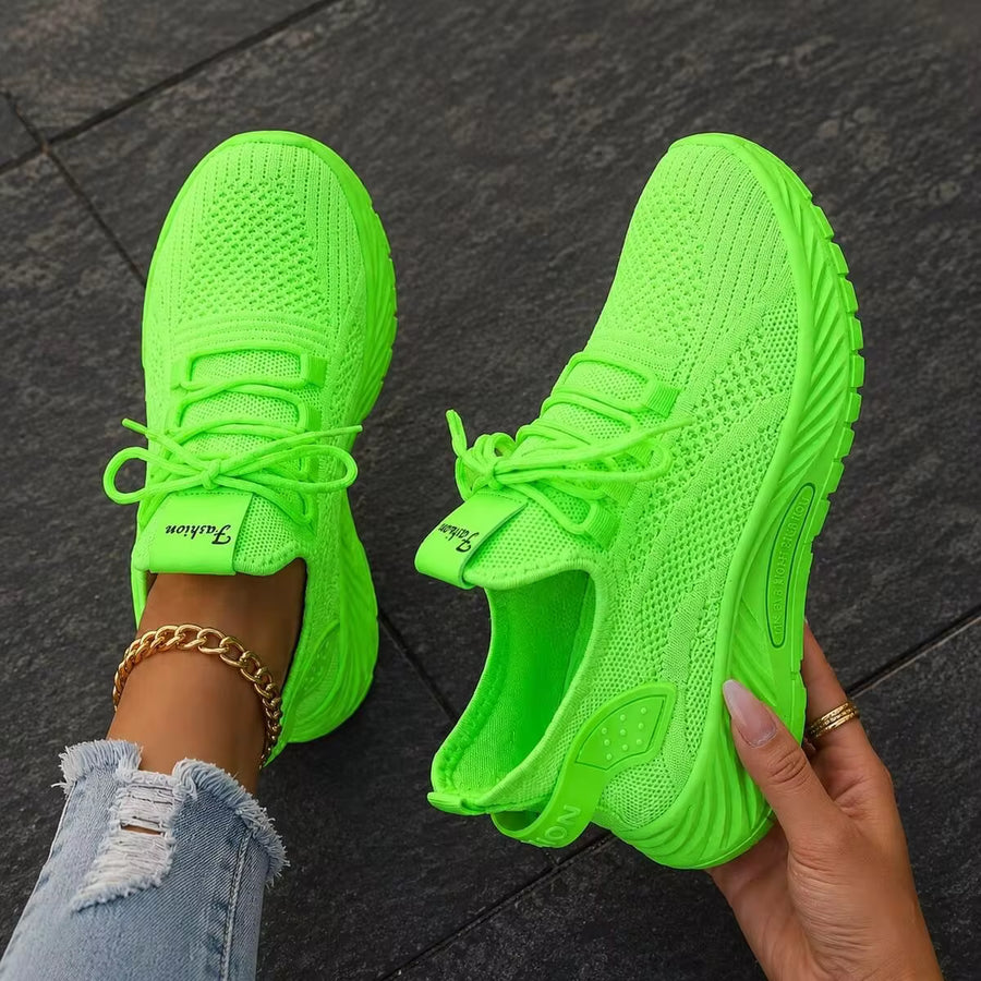 Lightweight Breathable Mesh Sneakers, Non-Slip EVA Sole Lace-Up Low-Top Running & Tennis Shoes For Men And Women, Retro All-Season Fitness Wear